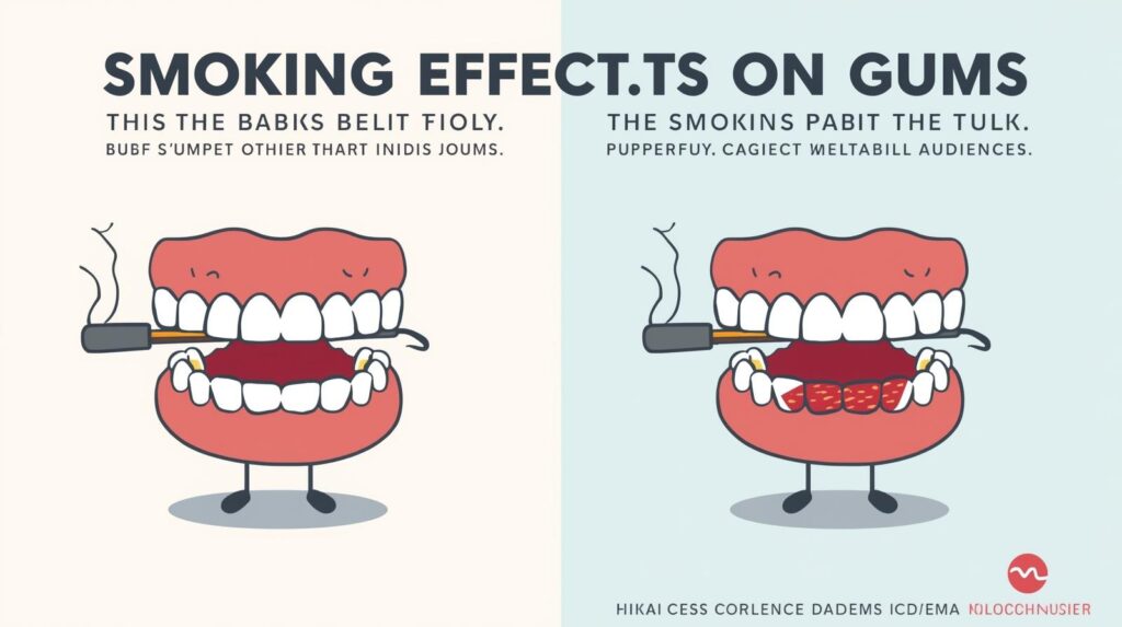 「IQOSと歯周病の関係図。血流の悪化と歯石の付着