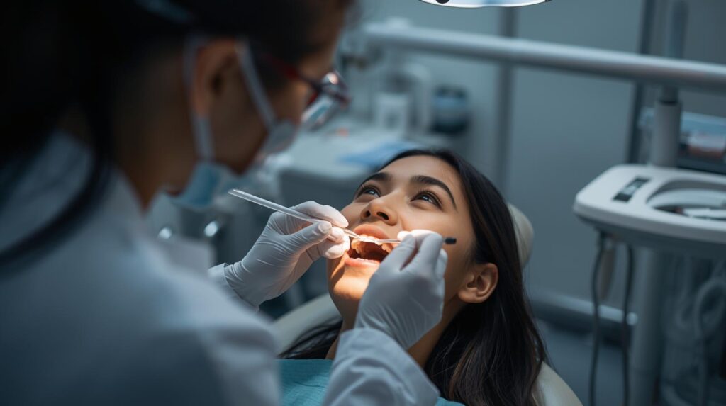 歯周病ケアを行う歯科衛生士の写真