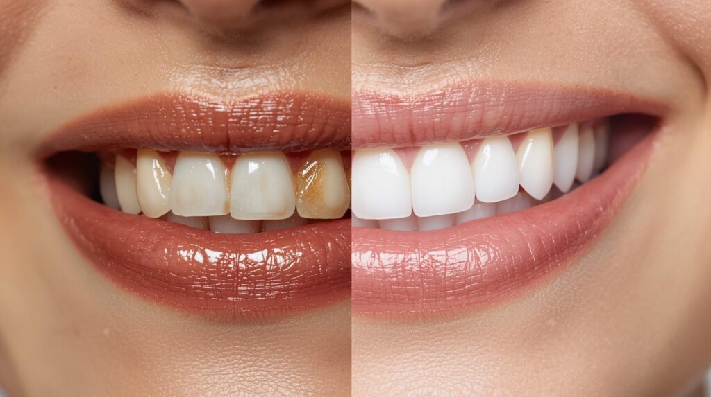 IQOS利用による歯の黄ばみの改善前後比較